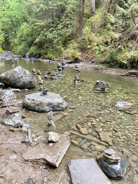 Stacked river stones