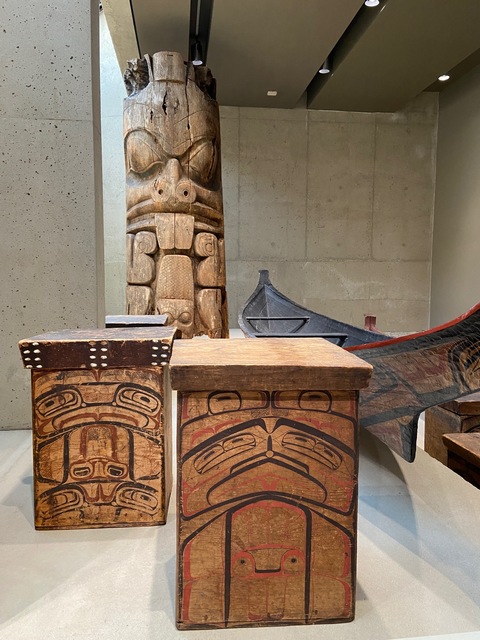 First Nations Bent Wood Boxes in the Museum of Anthropology Canada Place in Vancouver